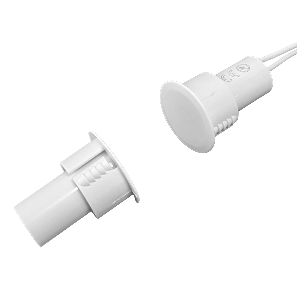 3/4 Inch Recessed Magnetic Contact Sensor with Leads for Alarm Systems Suitable for Steel Doors - White (Pack of 10)