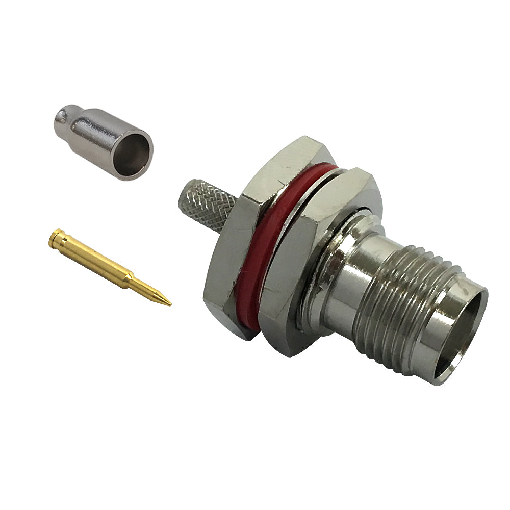 TNC Reverse Polarity Female Bulkhead Crimp Connector for RG174 (LMR-100) 50 Ohm