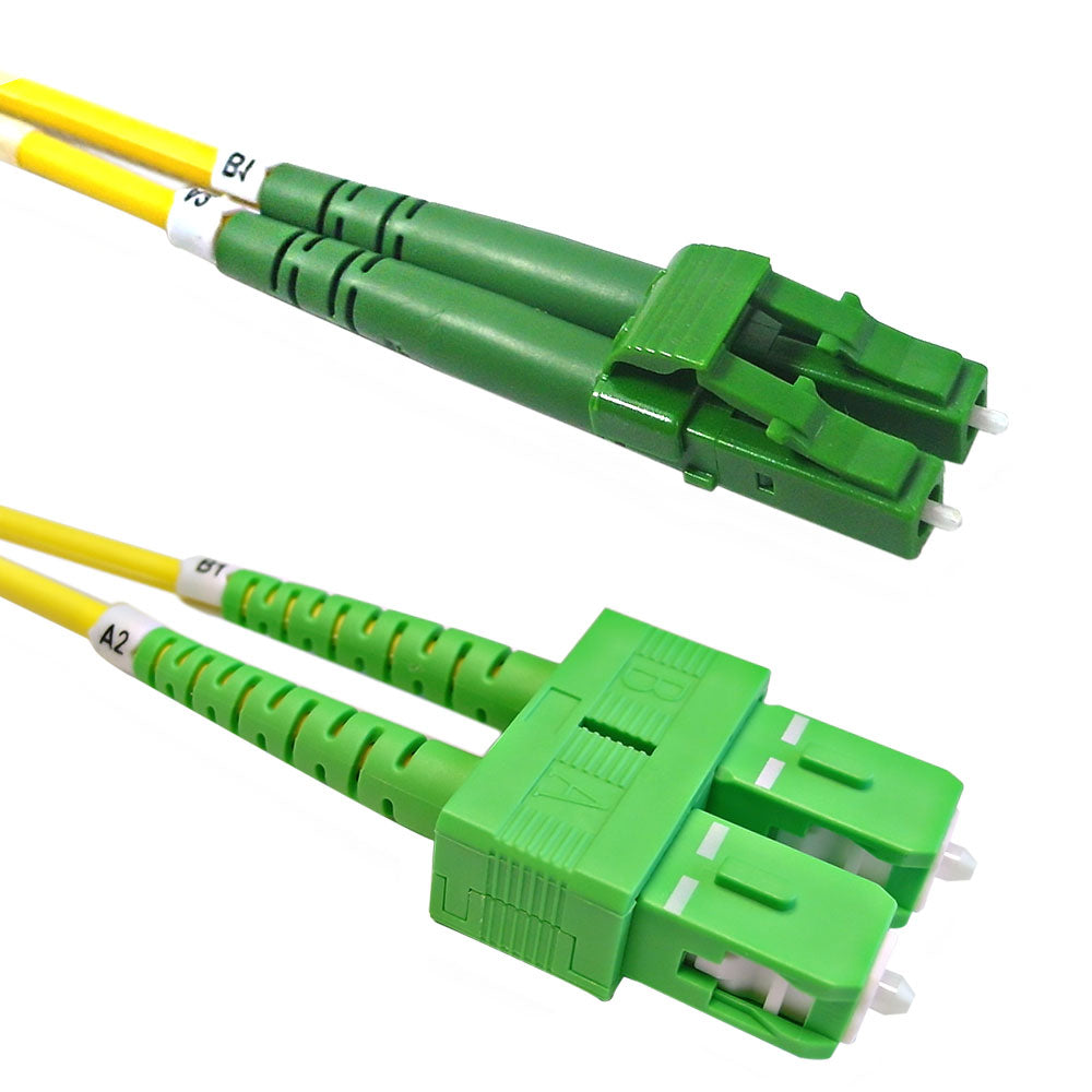 OS2 Singlemode Duplex LC/APC to SC/APC 9 Micron - Fiber Optic Patch Cable - LSZH/OFNR