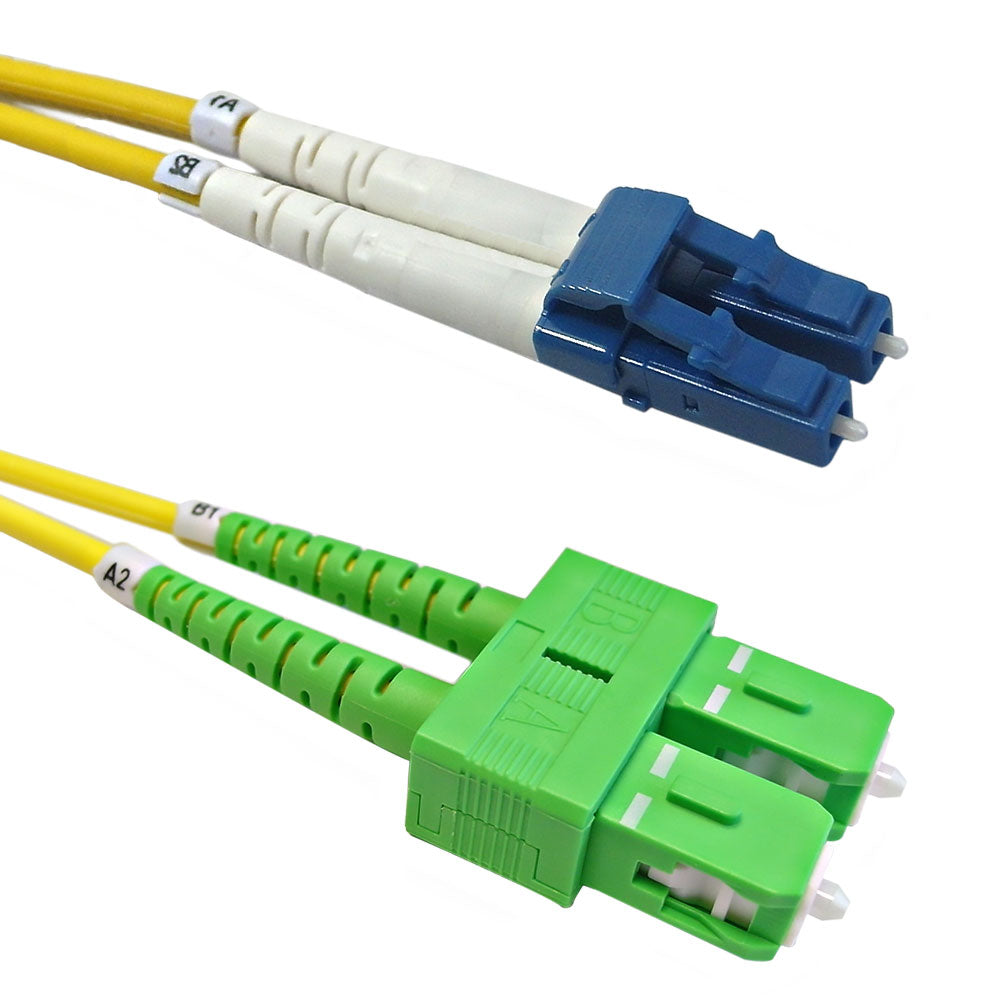 OS2 Singlemode Duplex LC to SC/APC 9 Micron - Fiber Optic Patch Cable - LSZH/OFNR
