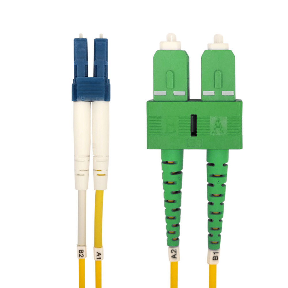 OS2 Singlemode Duplex LC to SC/APC 9 Micron - Fiber Optic Patch Cable - LSZH/OFNR