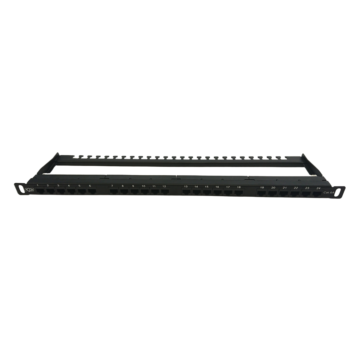 0.5U 24-Port CAT6A Patch Panel, 19" Rackmount, 110 Punch-Down, With Cable Management