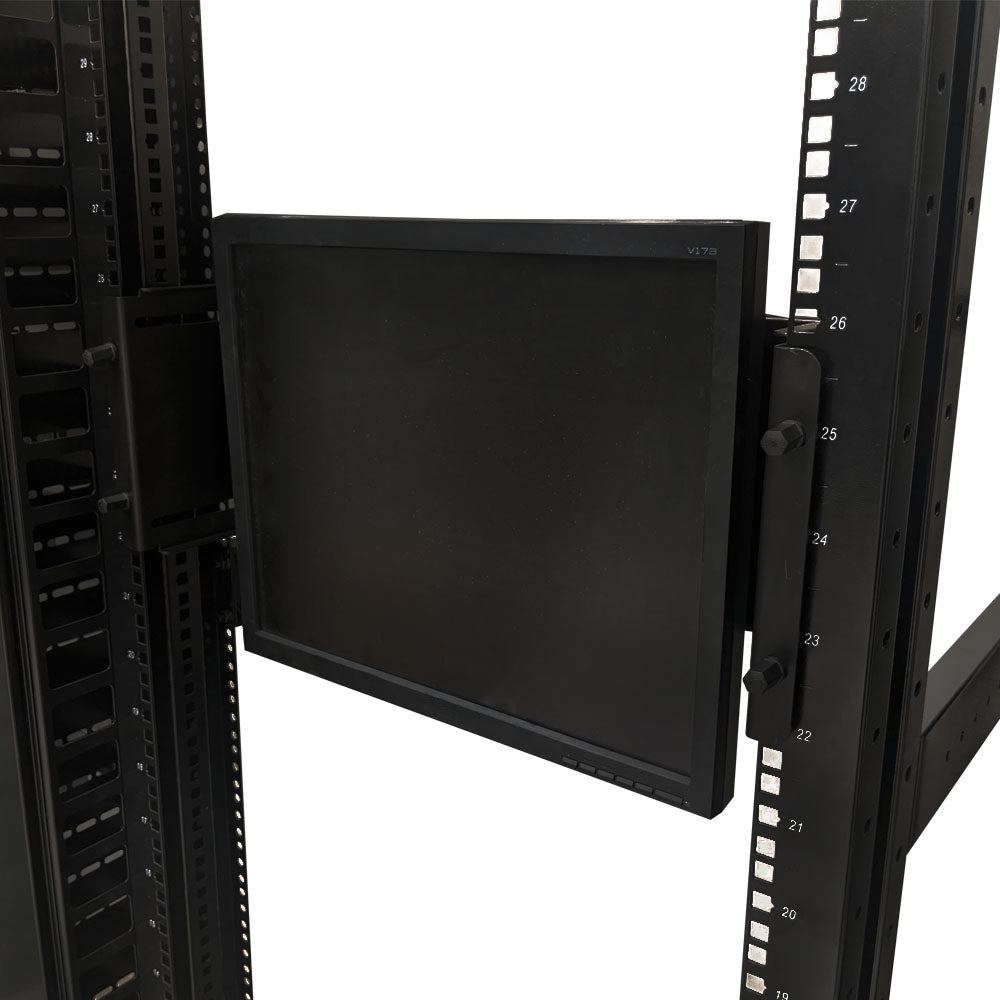 Monitor Mount for Relay Racks and Cabinets - 19 Inch - Adjustable - 4U - VESA 75x75, 100x100