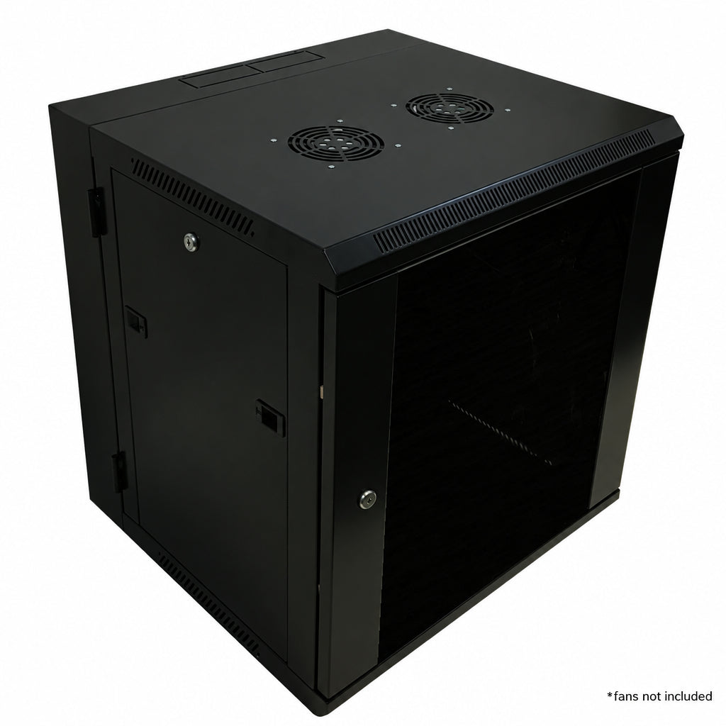 Wall Mount Swing-Out Cabinet 12U x 18.5 inch Usable Depth - Black