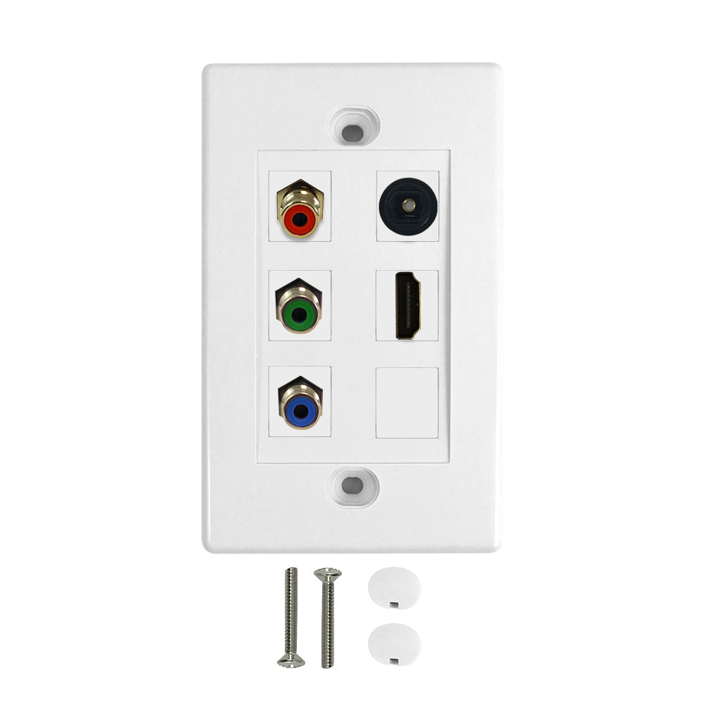 Component + HDMI + Toslink Wall Plate Kit - White