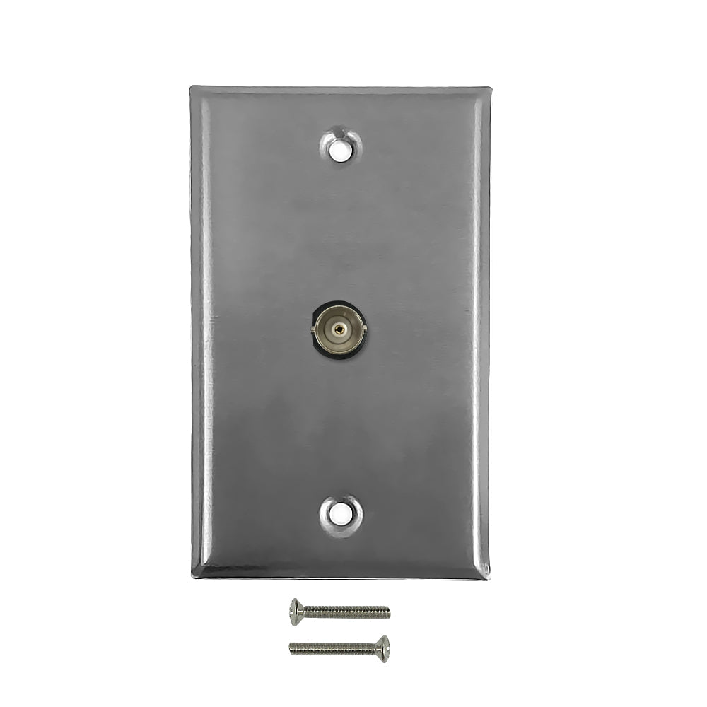 Single Gang SS Wall Plate Kit (1x BNC) - 75 Ohm