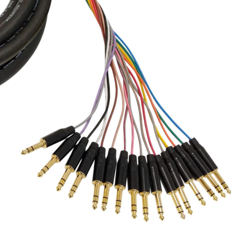 Premium Phantom Cables 1/4 Inch TRS Male to 1/4 Inch TRS Female Balanced Analog 16-Channel Snake Cable