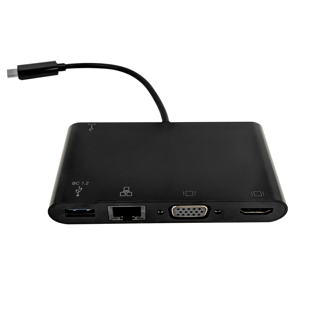 USB 3.1 Type-C to HDMI, VGA, Ethernet, USB 3.0, USB Type-C - Black