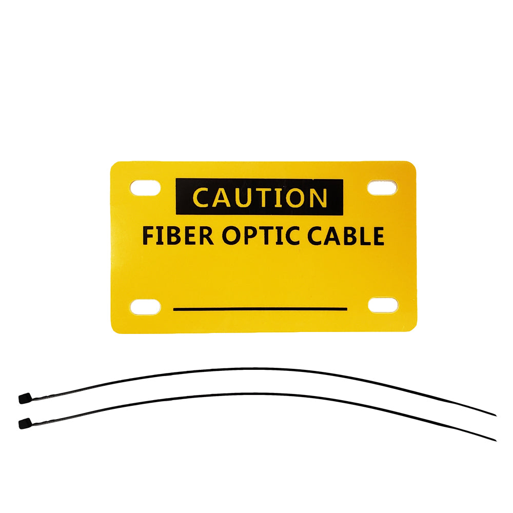 Fiber Optic Caution Tag - Yellow - 45mm x 80mm - With Cable Ties - Pack of 10