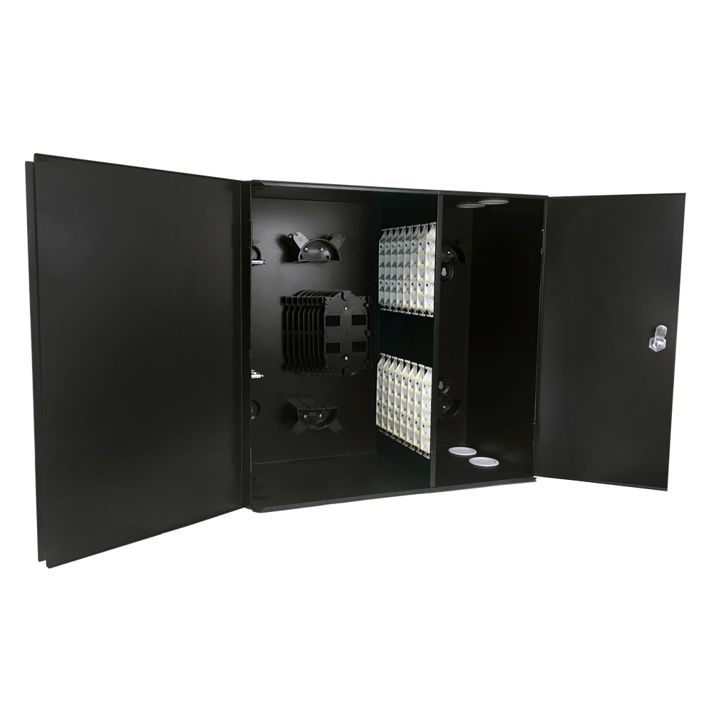 Indoor Wall Mounted Fiber Optic Distribution Box (96 Couplers Maximum) - Black