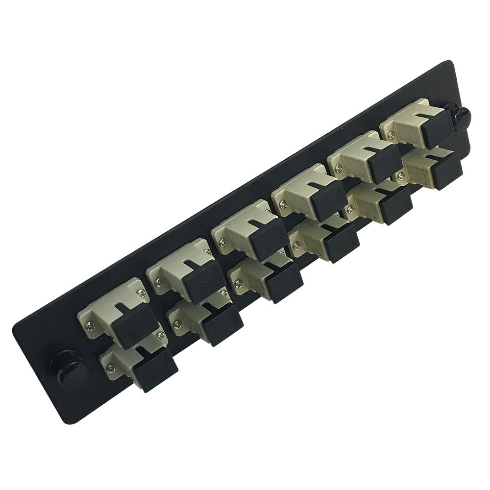 Loaded Adapter Panel with 12x Simplex SC/PC Multimode (Non-LGX) - Black