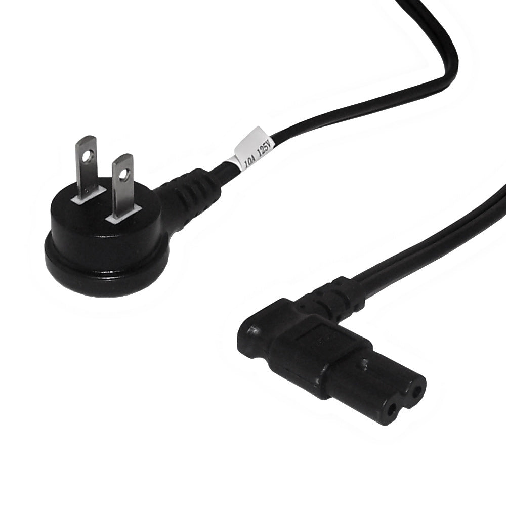NEMA 1-15P Down Angle to IEC C7 Non-Polarized Right Angle Power Cable - 18AWG - SPT-2