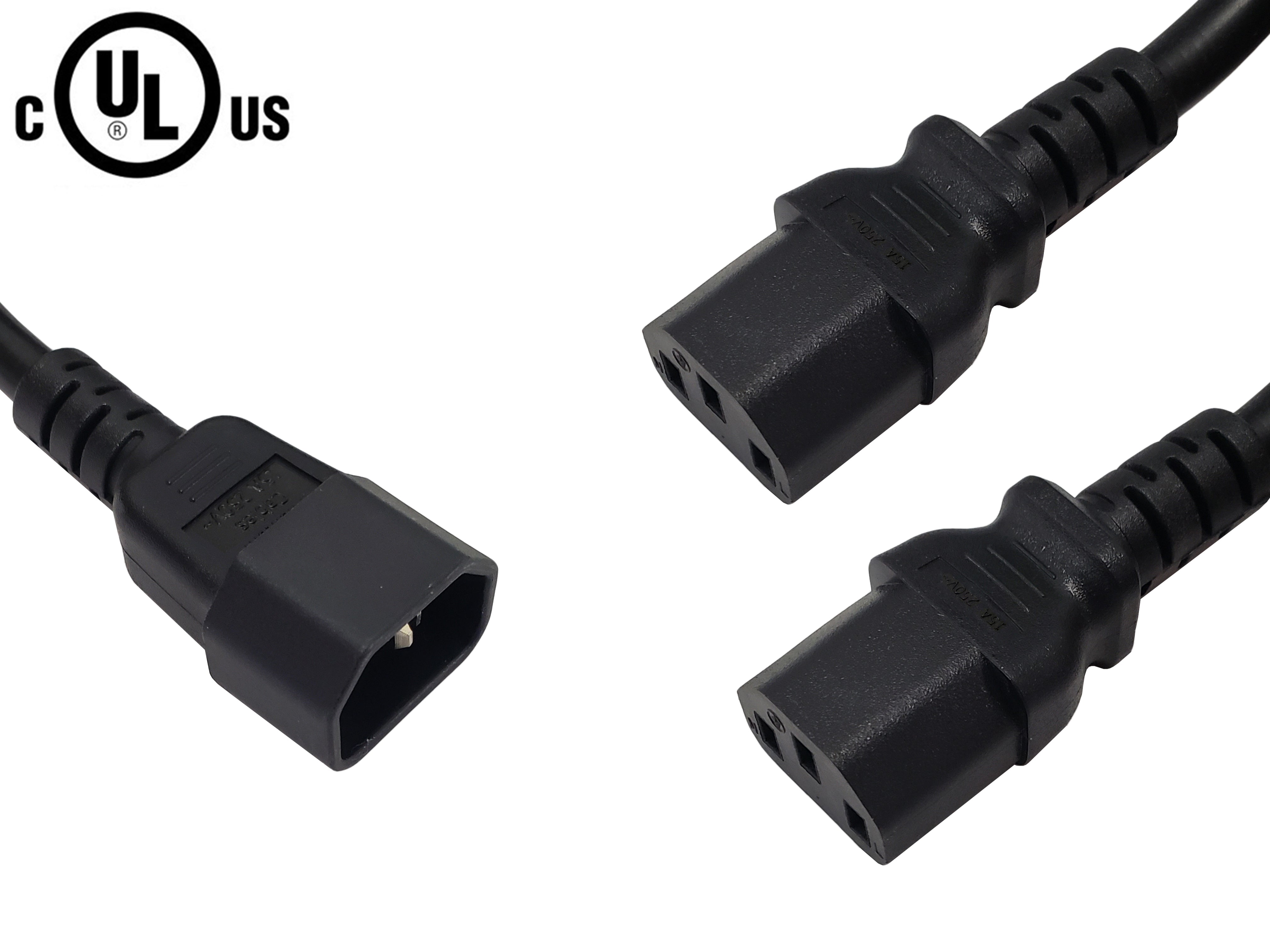 IEC C14 to 2x IEC C13 Power Splitter Cable - SJT