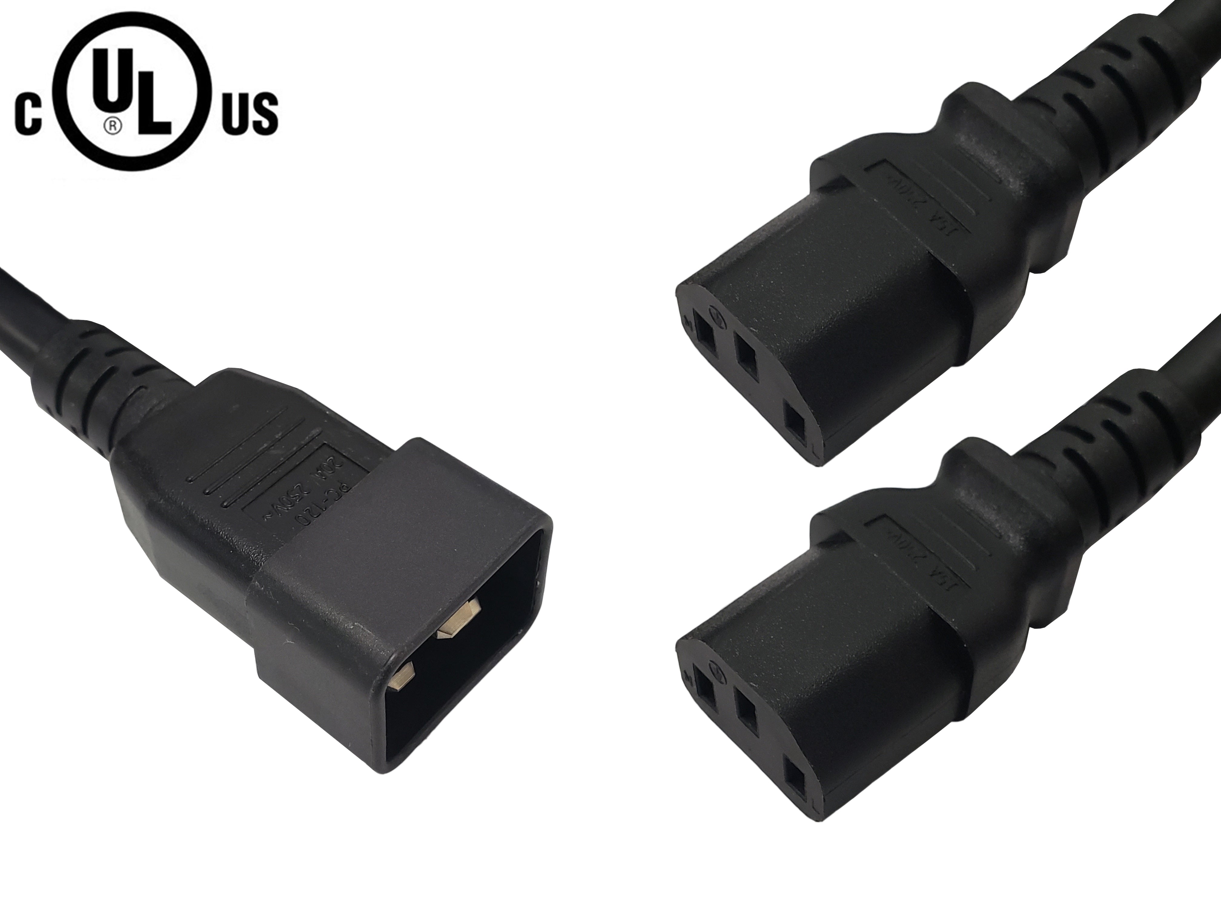 IEC C20 to 2x IEC C13 Power Splitter Cable - SJT
