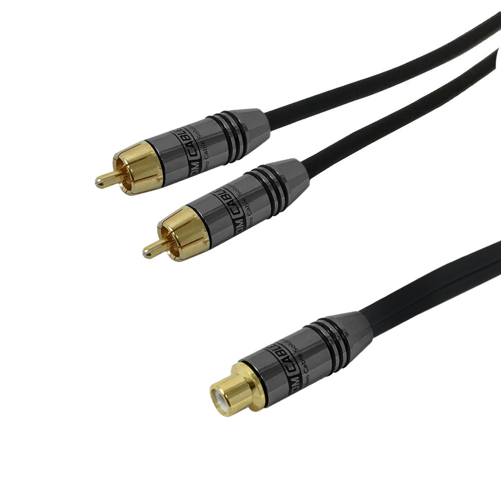 Premium Phantom Cables Single RCA Female to 2x RCA Male Audio Cable FT4