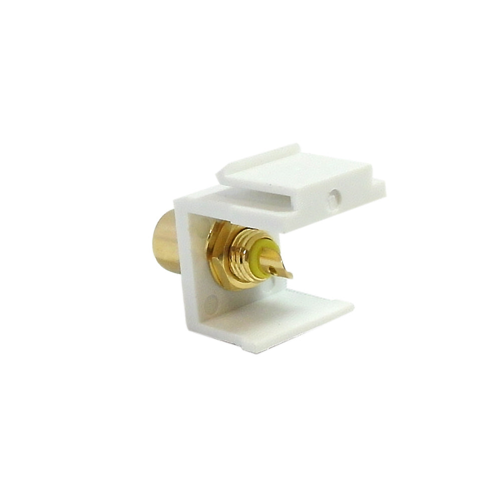 RCA Solder to Female Keystone Wall Plate Insert White, Gold Plated - Yellow