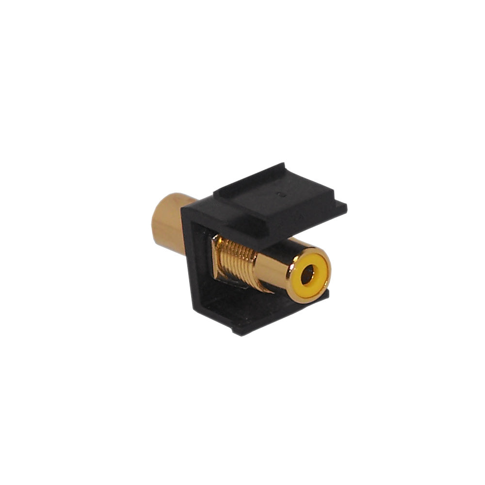 RCA Female/Female Keystone Wall Plate Insert Black, Gold Plated - Yellow