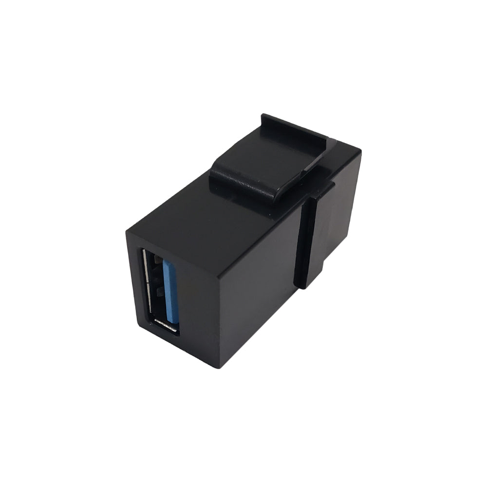 USB 3.0 A/A Keystone Wall Plate Insert - Black