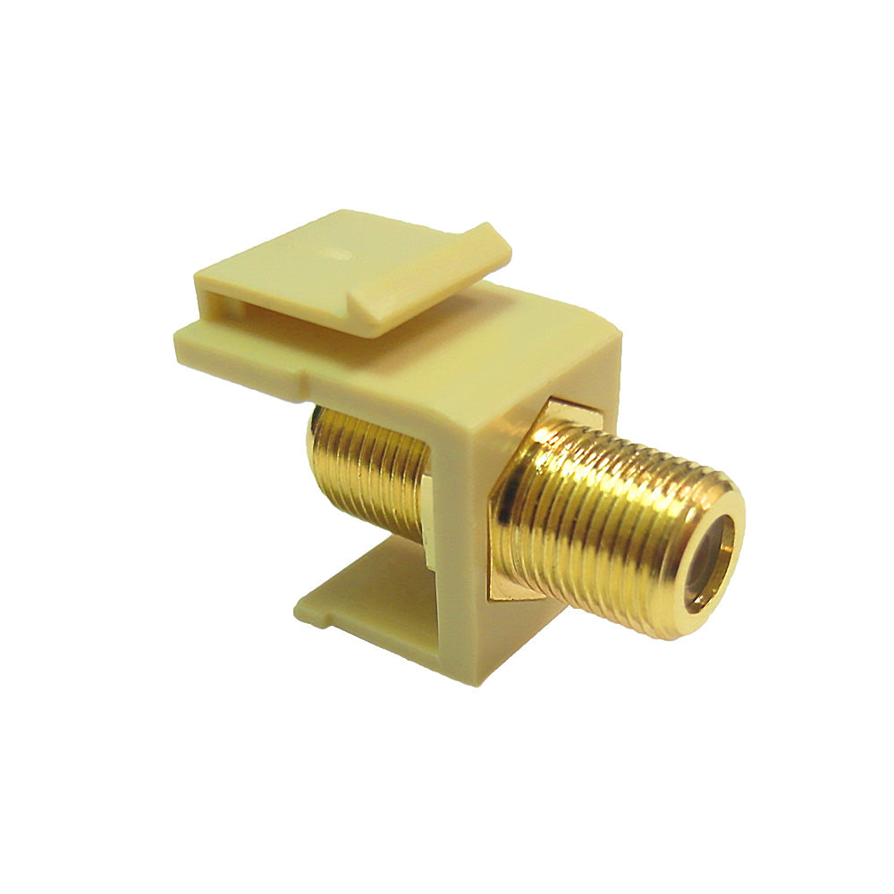 F-Type Female/Female Keystone Wall Plate Insert Ivory, Gold Plated (1Ghz Insert)