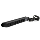 Hammond 19 Inch 8 Outlet Horizontal Rack Mount Power Strip - 6ft Cord, 5-15P Plug, 5-15R Rear Receptacles with On/Off Switch