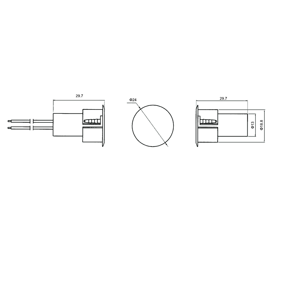 3/4 Inch Recessed Magnetic Contact Sensor with Leads for Alarm Systems Suitable for Steel Doors - White (Pack of 10)