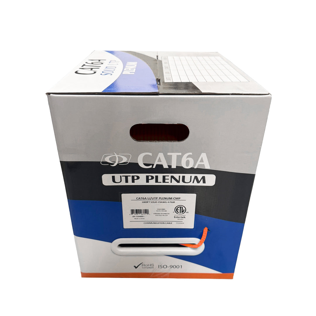1000ft CAT6A Solid U/UTP 650Mhz 23AWG CMP Plenum Bulk Cable