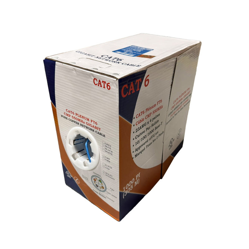 CAT6 Solid U/UTP 550Mhz 23AWG CMP Plenum Bulk Cable