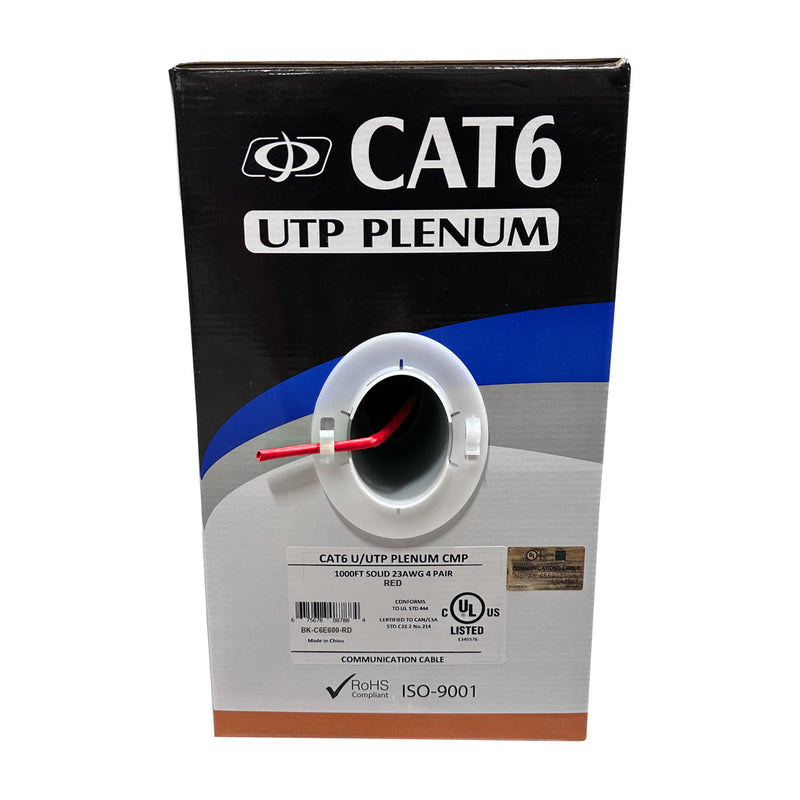 1000ft 4 Pair CAT6 Solid U/UTP 550Mhz 23AWG CMP Plenum Bulk Cable