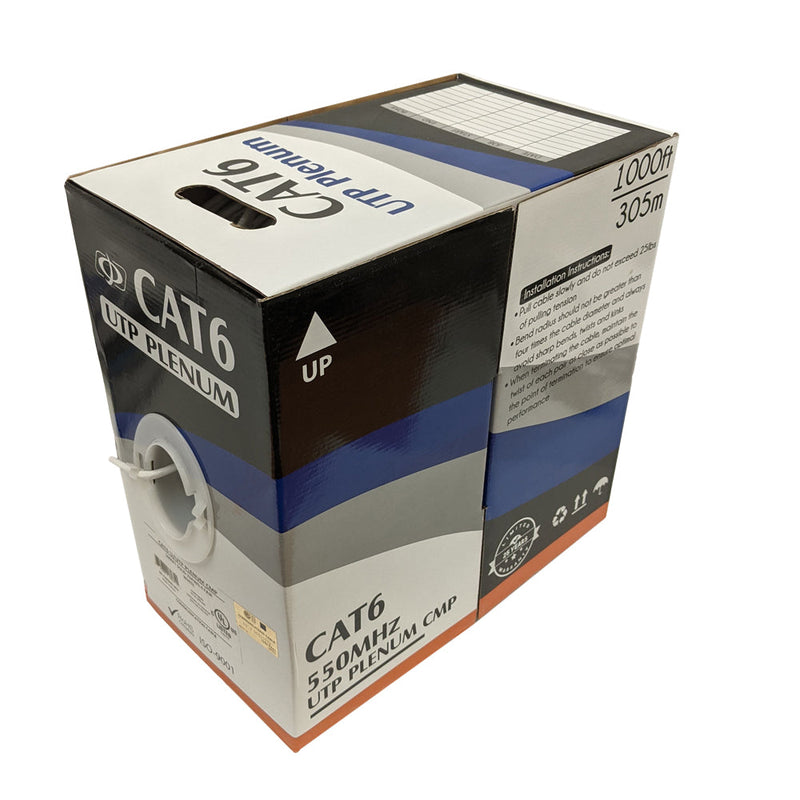 1000ft 4 Pair CAT6 Solid U/UTP 550Mhz 23AWG CMP Plenum Bulk Cable