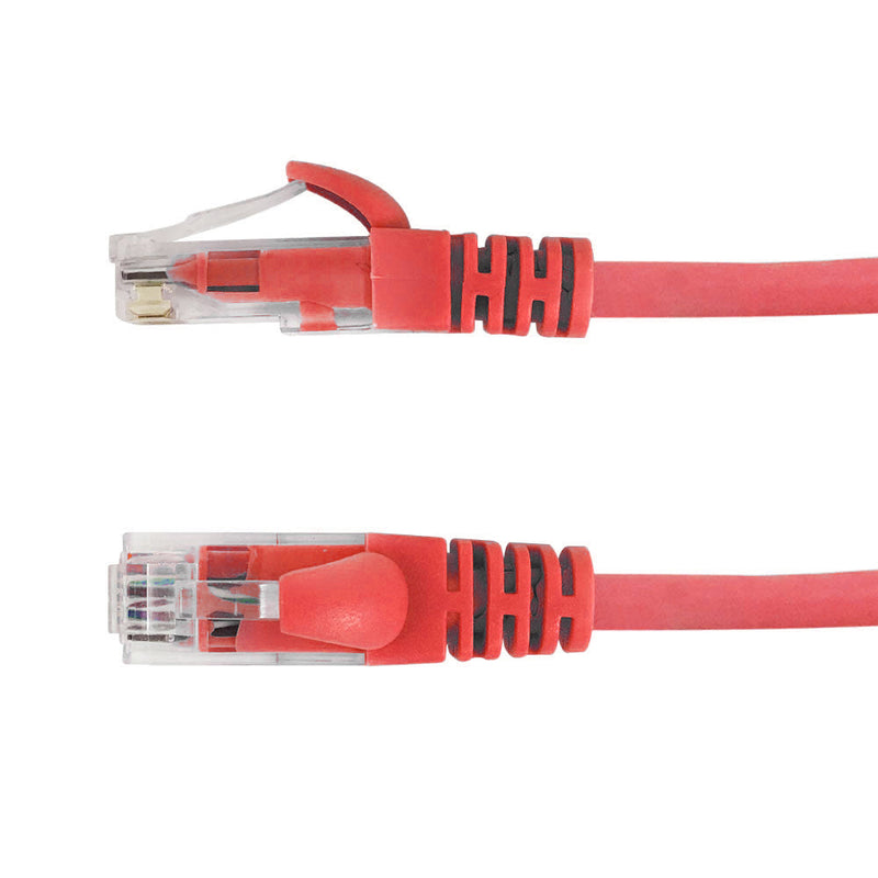 RJ45 Cat6a UTP 10GB Molded Patch Cable - Premium Fluke® Patch Cable Certified - CMR Riser Rated - Red