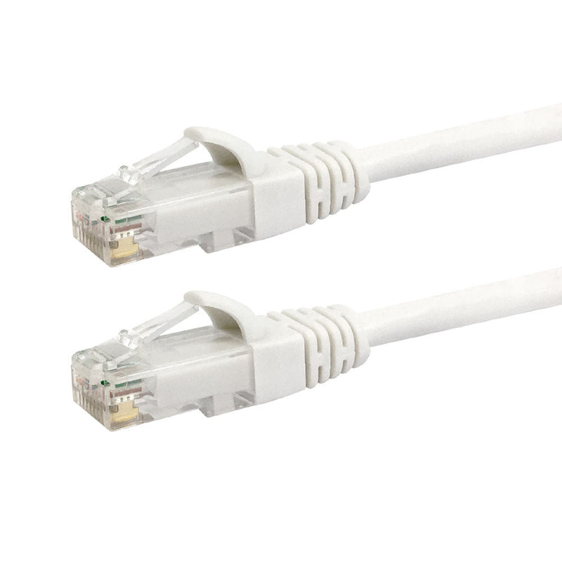 RJ45 Cat6a UTP 10GB Molded Patch Cable - Premium Fluke® Patch Cable Certified - CMR Riser Rated - White