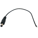 DC Power Connector Male 2.1mm x 5.5mm (8 inch Pigtail, 22AWG)