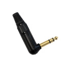 TRS (1/4 inch) Stereo Male Solder Right Angle Connector - Black