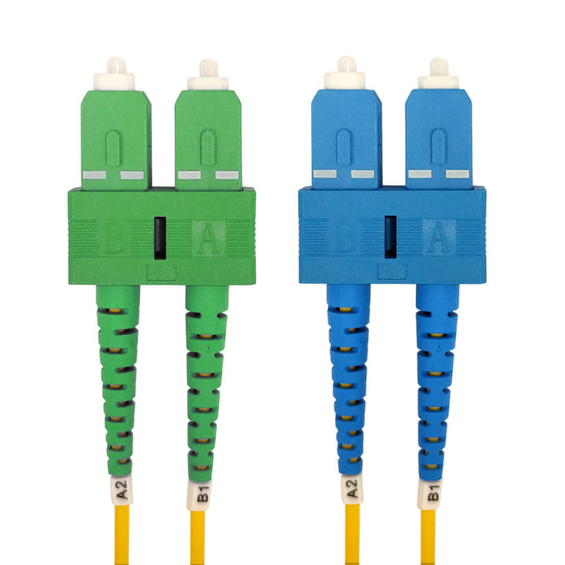 OS2 Singlemode Duplex SC to SC/APC 9 Micron - Fiber Optic Patch Cable - 3mm Jacket - LSZH/OFNR