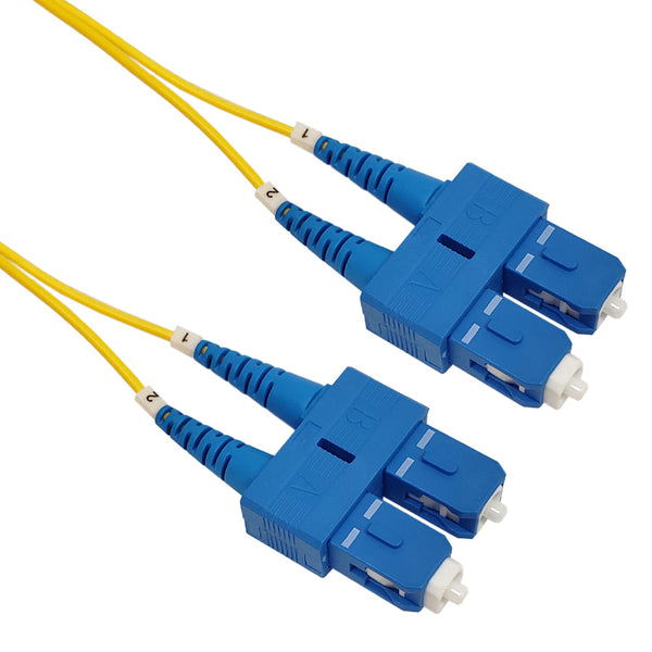 OS2 Singlemode Duplex SC/SC 9 Micron Short Boots - Fiber Optic Patch Cable - 1.6mm Jacket - OFNP Plenum