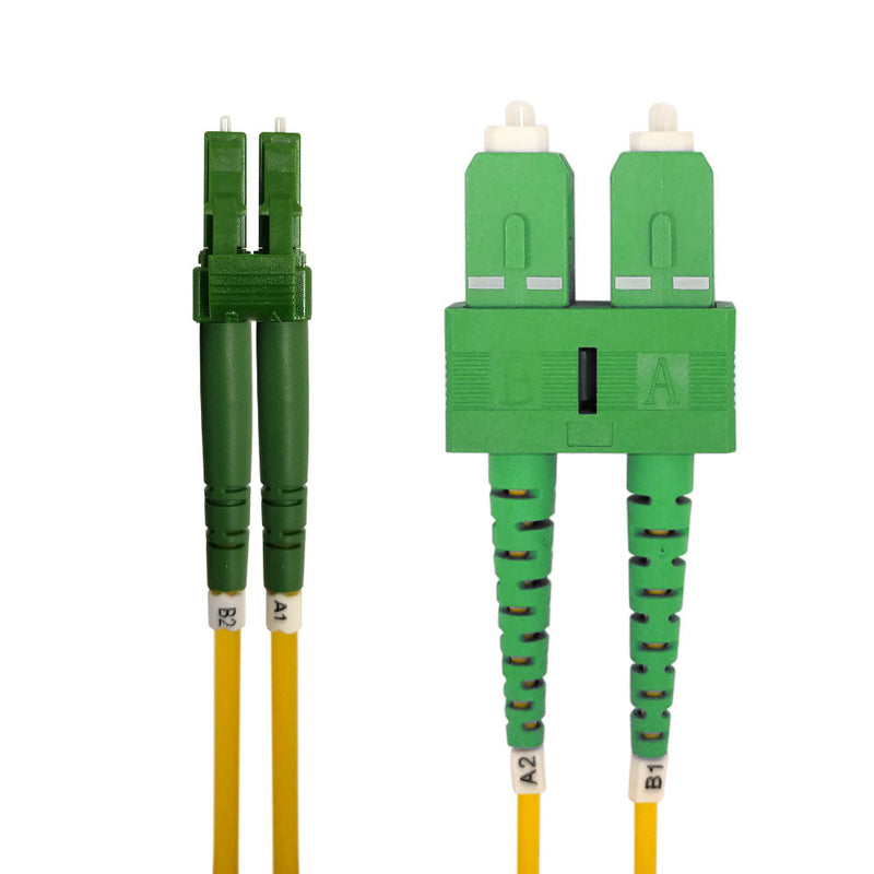 OS2 Singlemode Duplex LC/APC to SC/APC 9 Micron - Fiber Optic Patch Cable - 3mm Jacket - LSZH/OFNR