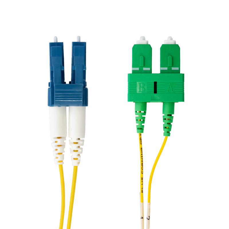 OS2 Singlemode Duplex LC to SC/APC 9 Micron - Fiber Optic Patch Cable - 1.2mm Jacket - OFNR