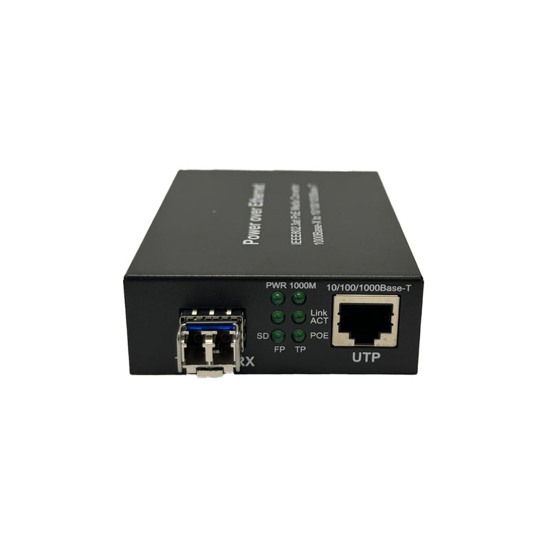 10/100/1000 Singlemode Media Converter 10km LC (1310nm) with PoE+