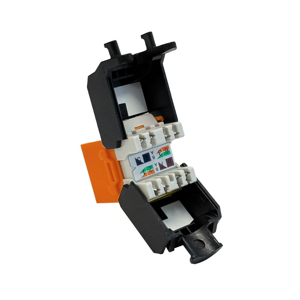 RJ45 Cat6a Slim Profile 180 Degree Jack, 110 Punch-Down Style or Tool-Less