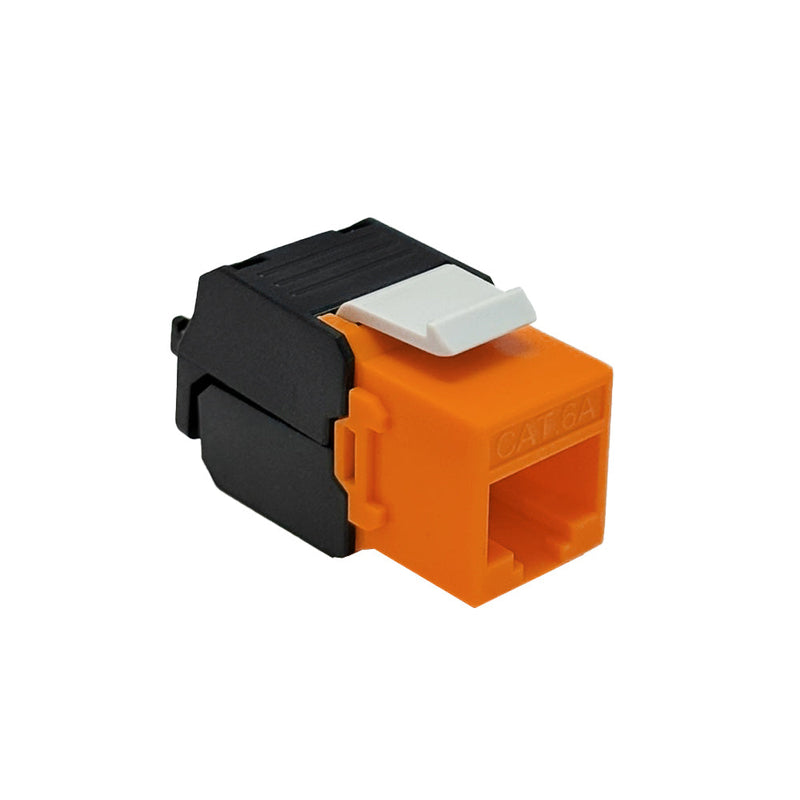 RJ45 Cat6a Slim Profile 180 Degree Jack, 110 Punch-Down Style or Tool-Less