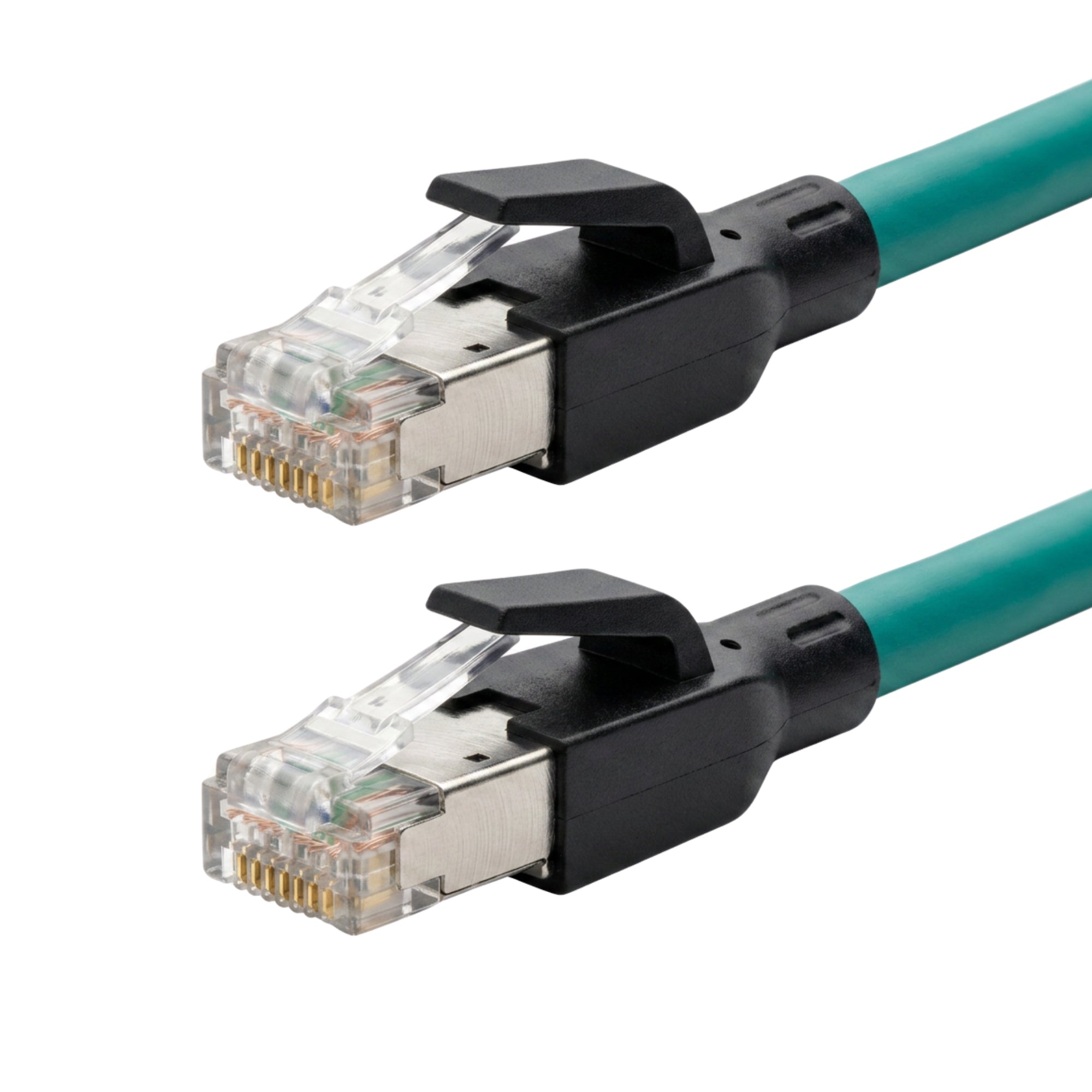 M12 8-pin RJ45 Male Straight to RJ45 Male Straight 1OG CAT6A Drag Chain Cable Assemblies SF/UTP PUR