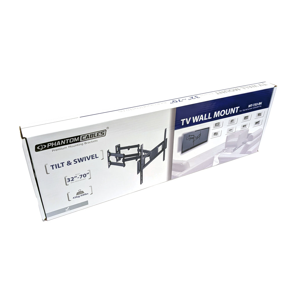 Tilt & Swivel Corner TV Wall Mount Bracket for Flat LCD/LEDS - Fits Sizes 37-70 inches - Maximum VESA 600x400