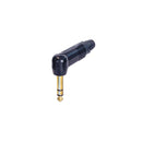 Neutrik 90 Degree 1/4 inch TRS Male Slim Plug - Black with Gold Pins