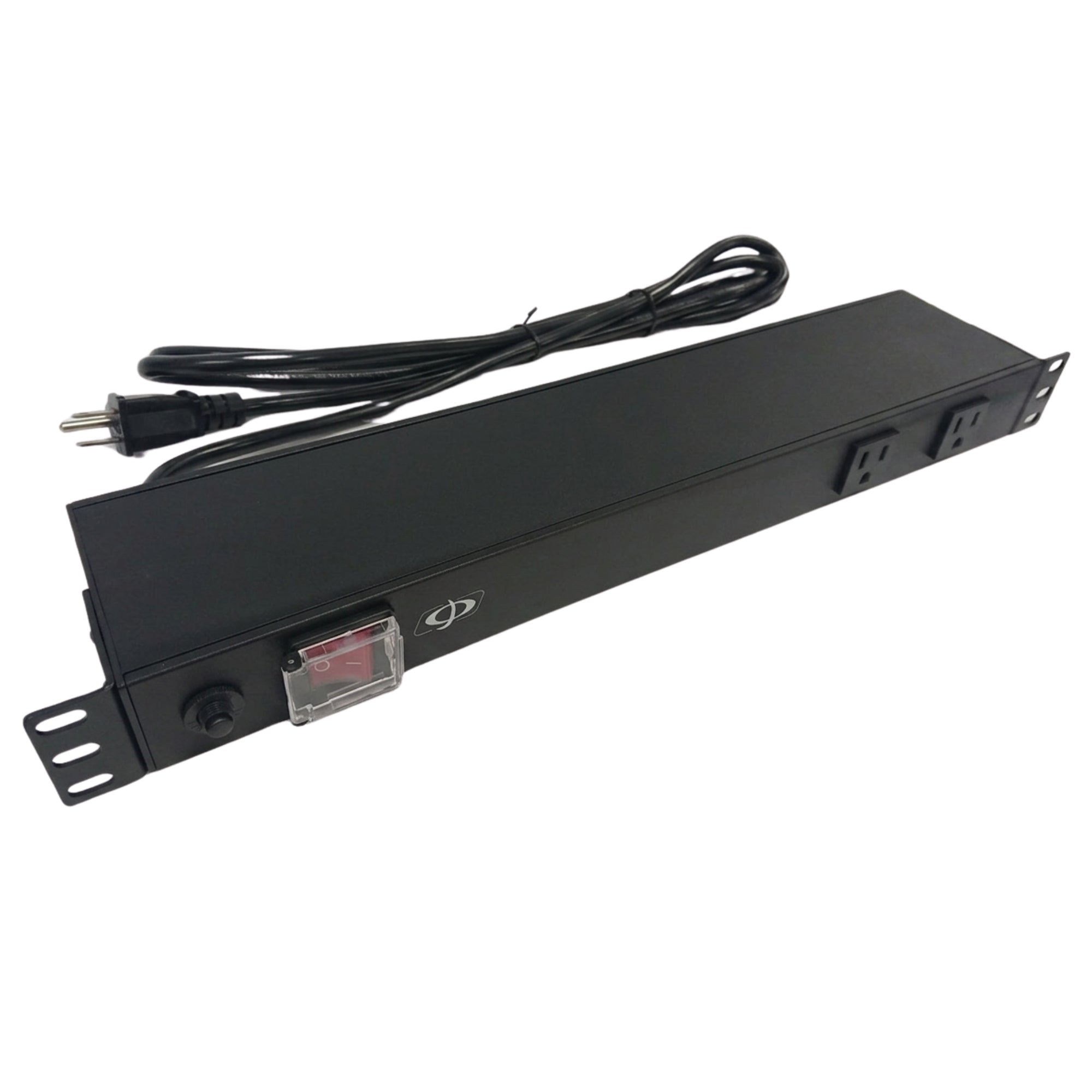 19 Inch Horizontal Rack Mount PDU 8x5-15R Rear 2x5-15R Front With Breaker Switch & 8ft Cord