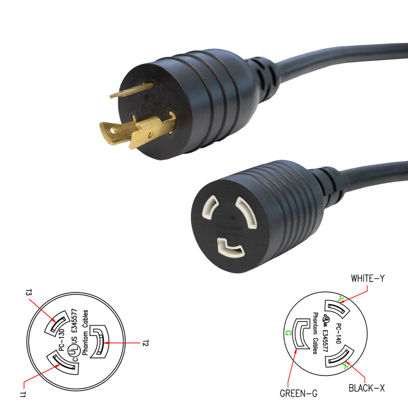 NEMA L5-20P to NEMA L5-20R Power Cable - 12AWG - SJT Jacket