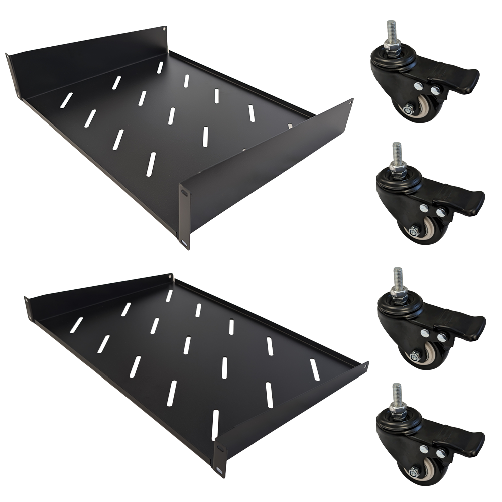 19 inch Open Frame Wall Mount/Free Stand Rack - 2 Vented Shelves - 12U