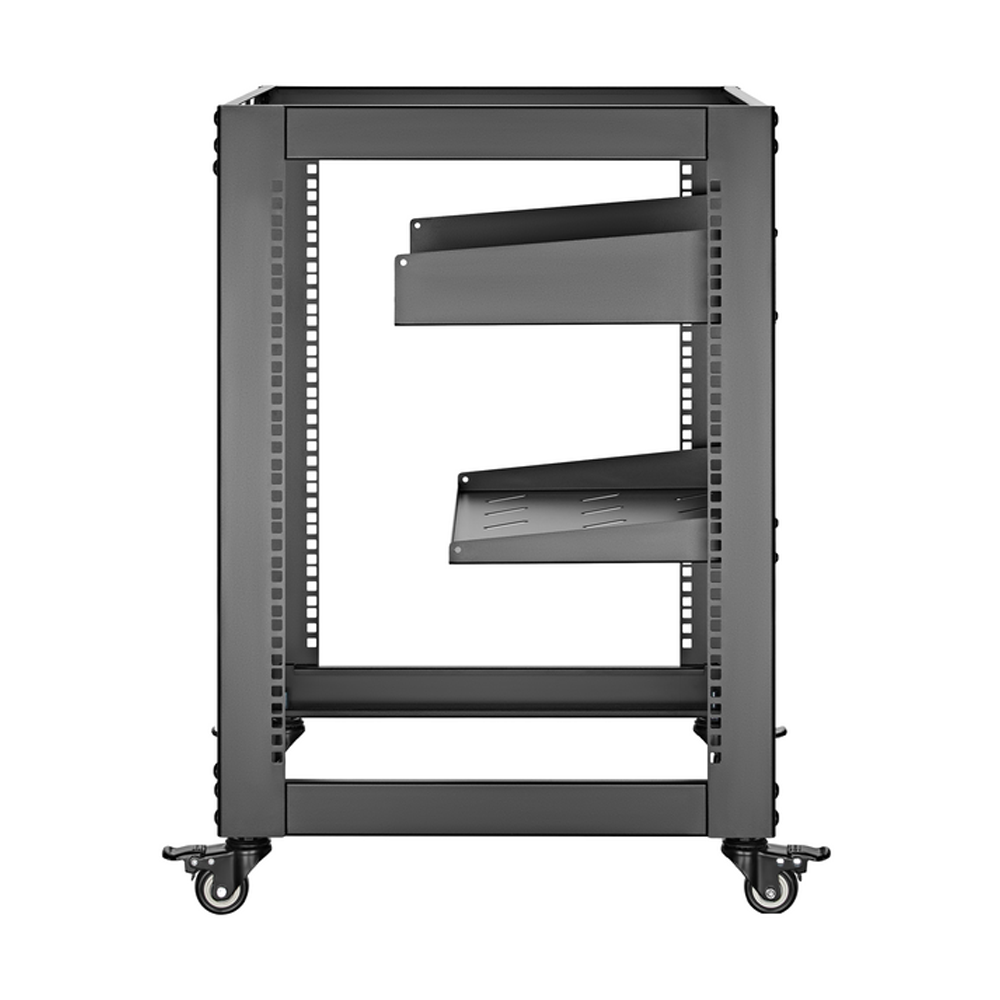 19 inch Open Frame Wall Mount/Free Stand Rack - 2 Vented Shelves - 12U