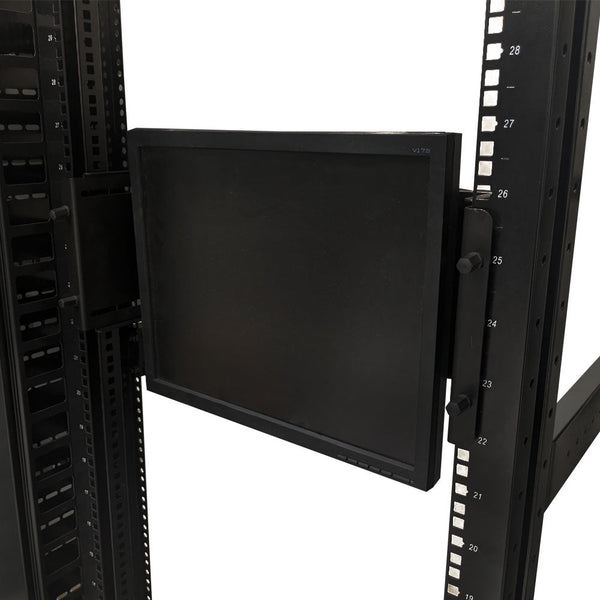 Monitor Mount for Relay Racks and Cabinets - 19 Inch  - Adjustable - 4U - VESA 75x75, 100x100