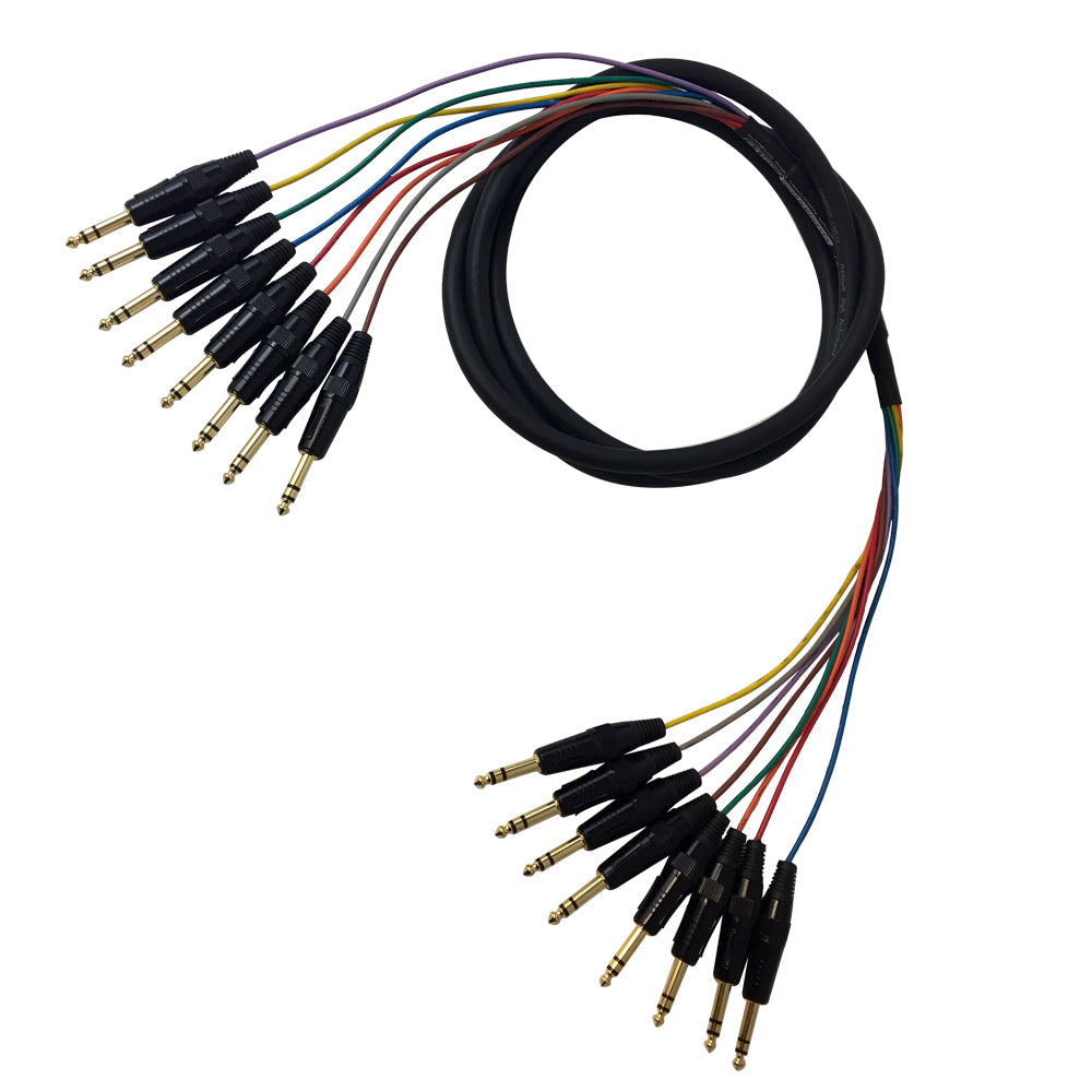 Premium Phantom Cables TRS Male to TRS Male Balanced Analog 8-Channel Snake Cable