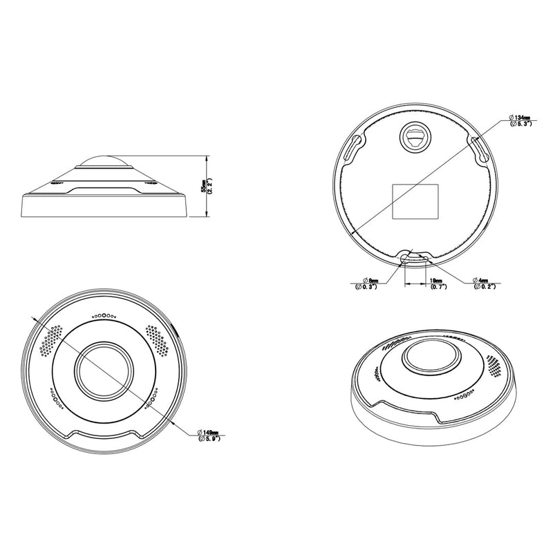 12MP Fisheye IP Camera - 1.8mm Fixed Lens - WDR - Microphone/Speaker - IP67 IK10 Rated - White